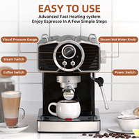 Machine à café expresso électrique semi-automatique programmable 1,8 L avec système de brassage, pour cappuccino, pompe haute pression, idéale pour hôtels et camping-cars