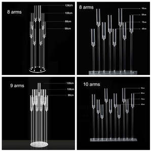 Centros DE MESA DE BODA Decoración Candelabros de cristal transparente Brazos altos Portavelas de acrílico de plástico - Product Image 6
