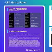 Гибкая светодиодная матричная панель 32192P: LED-вывеска с настраиваемым текстом/анимацией/граффити, IP65 водонепроницаемая, яркость 1000 кд, удаленное управление контентом