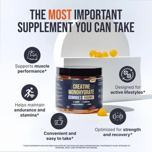 Bonbons gélifiés véganes à la créatine ODM sans sucre, complément pré-entraînement pour adultes, pour les passionnés de fitness en salle de sport, avec des bienfaits pour la croissance musculaire - Product Image 4