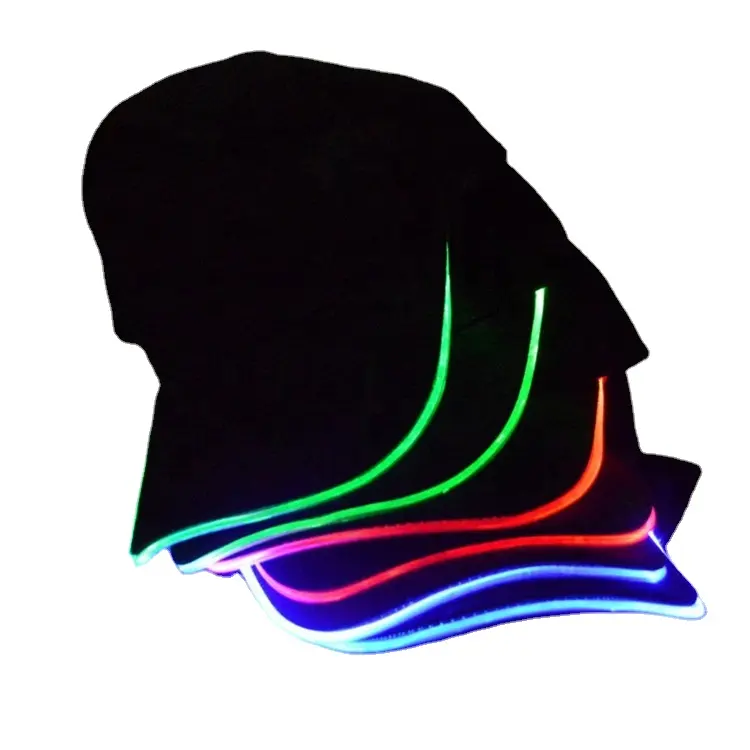 Nueva gorra de fibra óptica personalizada de fábrica LED, gorra de béisbol con luz LED, gorra de fiesta con brillo Flash, accesorios Rave para Festival Hip-hop