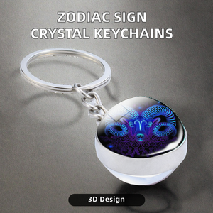 Nuevos Llaveros <span class=keywords><strong>de</strong></span> Metal Vintage con los 12 Signos del Zodiaco, Llaveros con Esfera <span class=keywords><strong>de</strong></span> Cristal, Constelaciones <span class=keywords><strong>de</strong></span> Escorpio, Leo y <span class=keywords><strong>Aries</strong></span> - Product Image 2