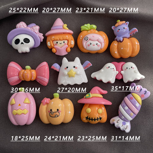Halloween mignon dessin animé série résine Flatback mince breloques bijoux accessoires écologique bricolage coque <span class=keywords><strong>de</strong></span> téléphone à la main épingle à cheveux déco - Product Image 2