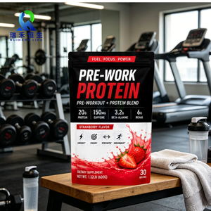 Poudre Protéinée Pré-Entraînement Fraise pour Adultes 30g <span class=keywords><strong>Whey</strong></span> Citrulline Bêta-Alanine Complexe BCAA 300g 20 Portions Complément Sportif - Product Image 5