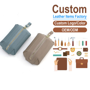 Porte-monnaie en cuir véritable pleine fleur, durable, avec fermeture éclair, pour femmes et hommes, mini pochette classique en cuir grainé pour espèces - Product Image 1