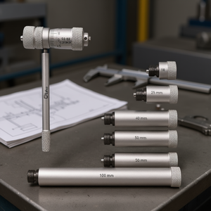 Take Internal <b>Micrometer</b> With 25 50 50 100 Mm Extensions For Precise Measurement - Product Image 3
