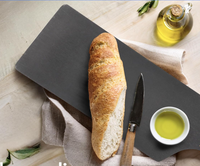 Planche à découper en bambou extra longue personnalisée avec poignée, planche à charcuterie et à fromage, durable, épaisseur 2,0 cm, design noir, certifiée BSCI