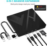 7 in 1 harici CD/DVD sürücü ile SD/TF Port CD brülör DVD OYNATICI DVD brülör USB 3.0/C tipi CD ROM PC dizüstü Windows Linux için