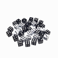 Mini dés de jeu en acrylique carrés à six faces, noir et blanc, taille 10 mm