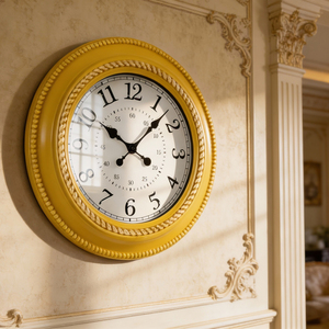 Orologio <span class=keywords><strong>da</strong></span> <span class=keywords><strong>Parete</strong></span> Stile Country Francese Verde Chiaro Effetto Invecchiato Dettaglio Corda Bianca Movimento al Quarzo Silenzioso Materiale Plastico per Soggiorno - Product Image 5
