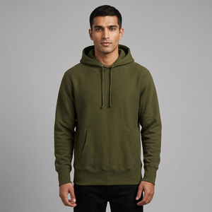 Sweat à capuche pour homme 100 % coton, manches longues, léger, respirant, nouveau design, décontracté pour l'hiver, motif uni, teinture unie - Product Image 1