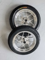 Set Roda Supermoto HSKABIN Chrome 12 Inch Sumos untuk Sepeda Motor Listrik Tuttio Yozma, Ban Kenda Curve