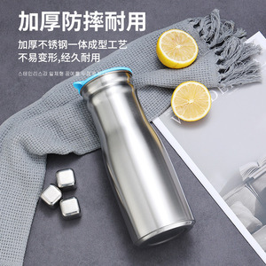 Stainless Steel Insulated Water Pitcher Large Capacity Thermal Insulation Home Use Round Shape - Product Image 2