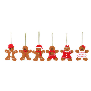 New cross-border Christmas tree ornaments, felt fabric cartoon <b>gingerbread</b> <b>man</b> ornaments, Christmas <b>decorations</b> set of 6. - Product Image 5