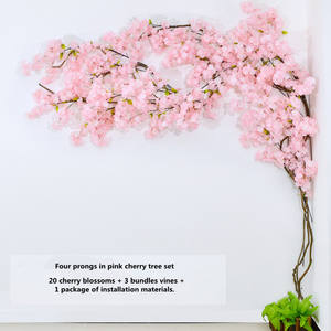Decoración de Pared con Tema de Árbol de Flores de Cerezo, para Eventos, Bodas, Hoteles, Clubes, Cafés, Hogar, Flores de Cerezo Rosadas, Árbol de Cerezo Artificial - Product Image 3