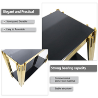 Ensemble de table à manger et 6 chaises de luxe moderne pour hôtel, en verre noir, pieds en métal doré, acier inoxydable, pour mariage