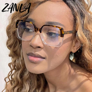 Độc đáo chống-ánh sáng màu xanh Leopard Cat <span class=keywords><strong>Eye</strong></span> vuông kính khung cho phụ nữ 2023 thời trang thương hiệu quá khổ máy tính Kính mắt nữ - Product Image 1