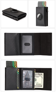 กระเป๋าสตางค์ใส่บัตรเครดิตแบบบาง Minibook Smart Business ทำจากหนัง PU ป้องกันการโจรกรรมข้อมูล RFID พร้อมช่องใส่ Airtag สำหรับใส่ในกระเป๋าหน้า - Product Image 3