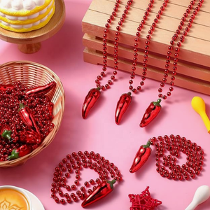 חרוזי פלסטיק בצורת צ'ילי חריף למסיבת מרדי גרא, שרשרת חרוזים מפלסטיק למסיבת מרדי גרא, קישוטים למסיבה - Product Image 4