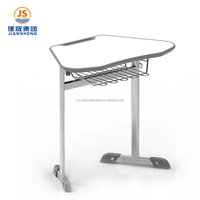 Bureau d'écolier intelligent modulaire et collaboratif en forme d'aile trapézoïdale, réglable en hauteur, pour salle de classe
