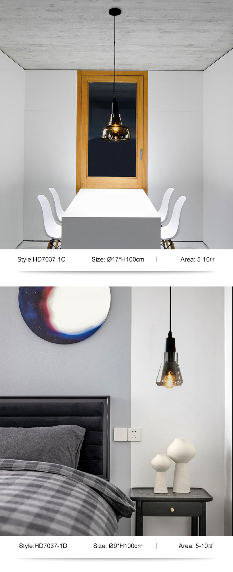 New Product Decor Villa Club Restaurant Living Room Glass Modern Light E27 Pendant Lamp