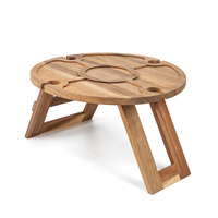 Table de pique-nique pliante en bois en vente chaude, table à vin portable en bois d'acacia pour jardin extérieur, camping, plage
