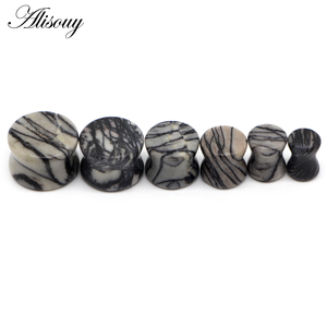 Alisouy toptan doğal taş kulak genişleticiler kulak tıkaçları Flesh tünelleri göstergeler <span class=keywords><strong>6mm</strong></span>-16mm kulak sedyeler vücut Piercing takı - Product Image 4