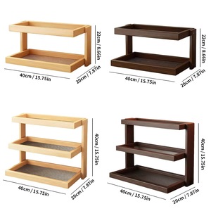 Modern bamboo three-layer multi-functional portable spice <b>rack</b> <b>kitchen</b> countertop organizer - Product Image 2