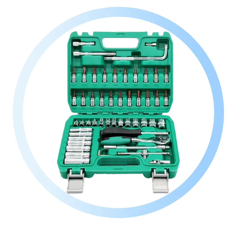 54 PCS Kits de clés à douille Outil de réparation automatique Ensembles de clés à cliquet à douille pour la maison Kit de quincaillerie Boîtes à outils avec paquet de boîte en plastique