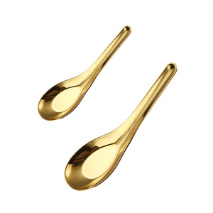 304 Stainless Steel Spoon Round Head Flat Bottom Short Handle Dessert Eating Soup Spoon Household Use - Product Image 1
