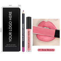 Set de Lápiz Labial Mineral al por Mayor MLM, Logotipo Personalizado, Larga Duración, Vegano, Marca Privada, Lápiz Labial Líquido Mate con Delineador de Labios