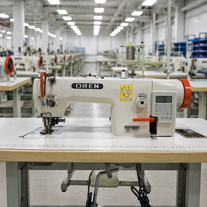 Machine à coudre industrielle à plat à une aiguille à point noué pour cuir et chaussures, avec couteau <span class=keywords><strong>de</strong></span> découpe informatisé haute vitesse OREN RN-0303DD - Product Image 1