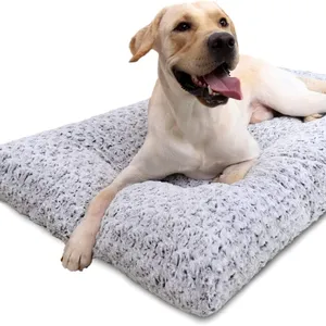 Washable Dog Bed Deluxe Plush Dog Crate Beds Fluffy Comfy Kennel Pad Anti-Slip Pet Sleeping Mat