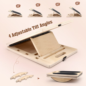 Planche inclinée en bois pour étirement des mollets avec 5 angles, planche inclinée en bois portable, planche inclinée en bois réglable pour étirement des pieds - Product Image 6