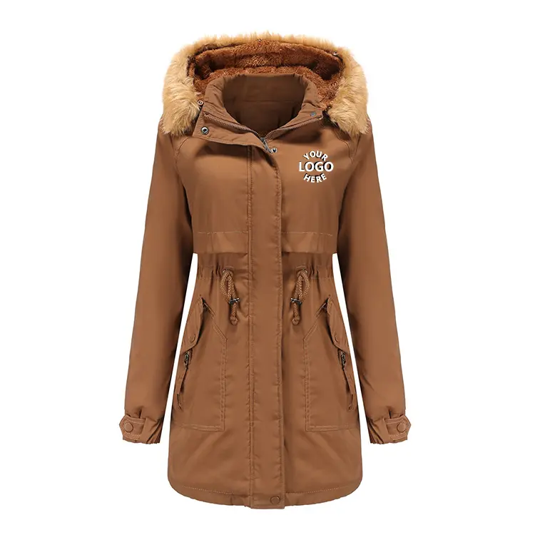 Wholesale ladies winter long jackets with fleece parkas para mujer 2022 detachable hooded women's parkas