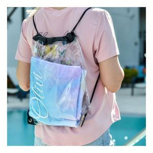 กระเป๋าใสแบบมีเชือกผูกสำหรับสนามกีฬา ได้รับการรับรองแล้ว พร้อมตัวอักษรไวนิลแบบกำหนดเอง ชื่อแบบมีอักษรย่อ - Product Image 1