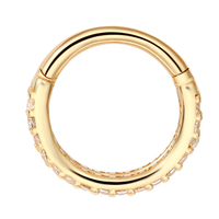 Eternal Metal Or massif 14K Classique Double rangée Pavé de zircone cubique Segment articulé Clou d'oreille et de nez Cadeau de mariage et de fiançailles