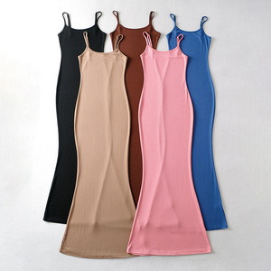 Abito da donna Sexy <span class=keywords><strong>in</strong></span> Jersey <span class=keywords><strong>di</strong></span> <span class=keywords><strong>cotone</strong></span> <span class=keywords><strong>di</strong></span> alta qualità con maniche lunghe a sirena Sexy senza maniche sul fondo del pavimento - Product Image 2
