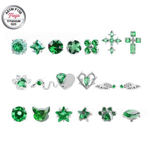 Piercing de Titanio G23 ASTM-F136 con Zirconia Verde Esmeralda para Cartílago de Oreja, Labret y Labio, Rosca Interna, Joyería Corporal al por Mayor - Product Image 3