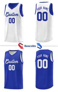 Maillot de basket-ball personnalisé Royal White Chest Slash Patttern Double Side Sports Uniform - Product Image 4