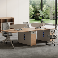 Bureau collaboratif moderne pour poste de travail de bureau avec chaise E1 MFC, rangement et isolation phonique