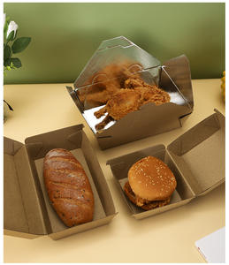 กล่องอาหารแบบอเมริกันสำหรับใส่กลับบ้าน ทำจากวัสดุเกรดอาหาร กล่องเบอร์เกอร์และอาหารจานด่วนแบบใช้แล้วทิ้ง กล่องใส่ขนมและอาหารแบบนำกลับบ้าน - Product Image 5