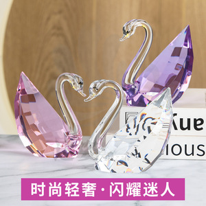 Crystal Swan <b>Ornament</b> K9 Artificial Crystal Purple Blue Pink Valentine's Day Gift for Couples Decorations - Product Image 5