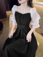 Robe rouge française douce demi-manches pour femmes 2025 été nouvelles robes pour femmes A-ligne