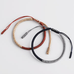 Dos colores a juego amante familia amigos mujeres y hombres nudo hecho a mano suerte trenzado ajustable pareja pulsera joyería regalo - Product Image 4