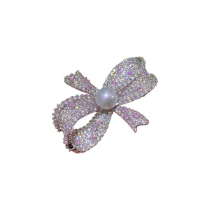 XILIANG FEIZI Kupfer vergoldete Zirkon bogen Brosche Pin Zubehör 7*<span class=keywords><strong>9mm</strong></span> Pearl Corsage Leere Halterung - Product Image 5