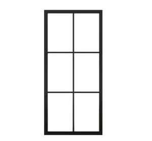 Puerta de Granero corrediza de vidrio con marco de acero negro 6 Lites, hoja de vidrio