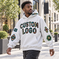 Sweat à capuche surdimensionné en coton lourd 350 GSM personnalisé par le fabricant, avec broderie graphique ethnique, style streetwear urbain