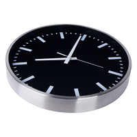 Jam Dinding Modern Tanpa Suara Bingkai Perak Dial Hitam Tanpa Angka Penanda Batang Putih untuk Kantor Ruang Rapat Dekorasi Rumah Hadiah Kedatangan Baru