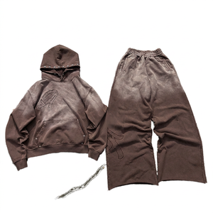 Sweat à capuche en molleton tricoté 100 % coton pour homme, style hip-hop, respirant, hiver, 400g, avec impression en relief en caoutchouc - Product Image 3